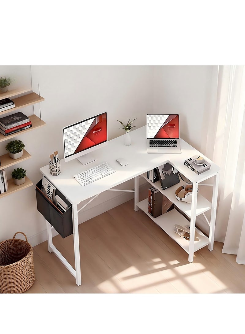 ZUIHAO Small L Shaped Computer Desk with Reversible Storage Shelves for Home Office Workstation Modern Simple Style Writing Desk - Image 4